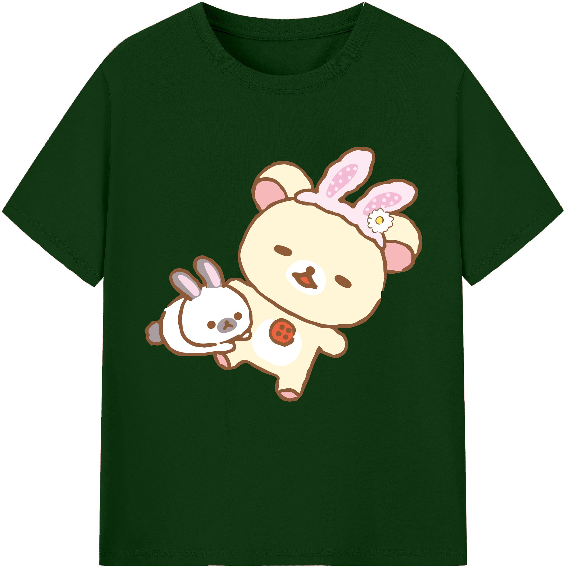 （画像用） リラックマ リラックマ キイロイトリ Rilakkuma Korilakkuma Kiiroitori 綿100％半袖Tシャツ（フロントプリント）